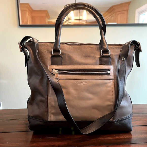 Coach Colorblock Black Leather Satchel style #19902 - Picture 1 of 6